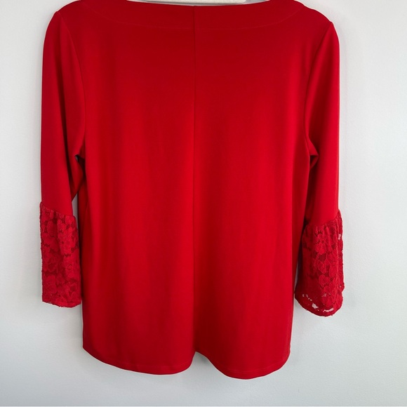 Banana Republic Factory Women's Red Lace Sleeve Top Size S - Picture 5 of 9